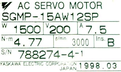Yaskawa SGMP-15AW12SP label image