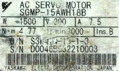 Yaskawa SGMP-15AWH18B label image
