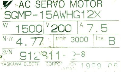 Yaskawa SGMP-15AWHG12X label image