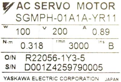 Yaskawa SGMPH-01A1A-YR11 label image