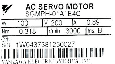 Yaskawa SGMPH-01A1E4C label image