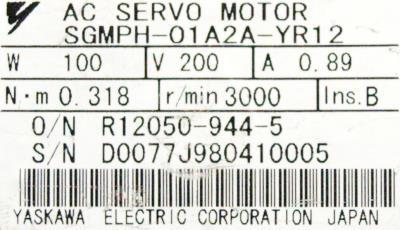 Yaskawa SGMPH-01A2A-YR12 label image