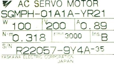 Yaskawa SGMPH-01A2A-YR21 label image
