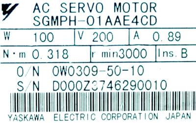 Yaskawa SGMPH-01AAE4CD label image
