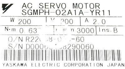 Yaskawa SGMPH-02A1A-YR11 label image
