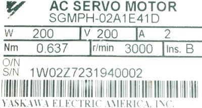 Yaskawa SGMPH-02A1E41D label image