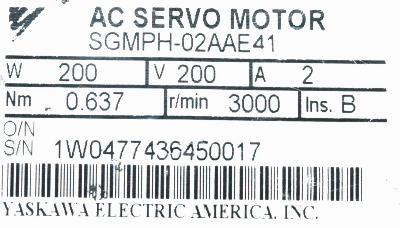 Yaskawa SGMPH-02AAE41 label image