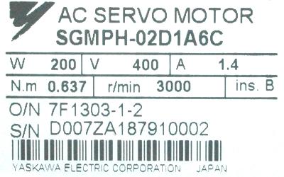 Yaskawa SGMPH-02D1A6C label image