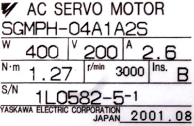Yaskawa SGMPH-04A1A2S label image