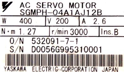 New Refurbished Exchange Repair  Yaskawa Motors-AC Servo SGMPH-04A1AJ12B Precision Zone