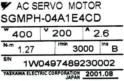 Yaskawa SGMPH-04A1E4CD label image