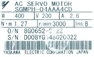 Yaskawa SGMPH-04AAA4CD label image