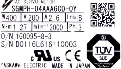 Yaskawa SGMPH-04AAA6CD-OY label image