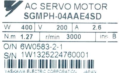 Yaskawa SGMPH-04AAE4SD label image