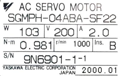 Yaskawa SGMPH-04ABA-SF22 label image