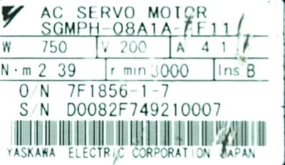 Yaskawa SGMPH-08A1A-TF11 label image