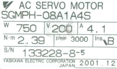 Yaskawa SGMPH-08A1A4S label image