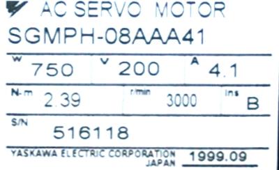 Yaskawa SGMPH-08AAA41 label image