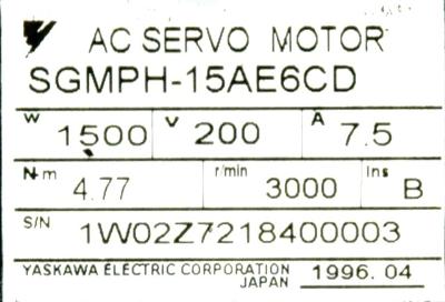 Yaskawa SGMPH-15A1E4CD label image