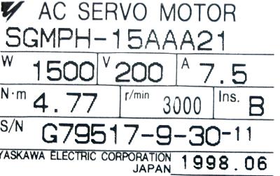Yaskawa SGMPH-15AAA21 label image