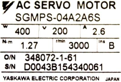 Yaskawa SGMPS-04A2A6S label image