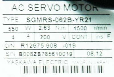 Yaskawa SGMRS-06A2B-YR21 label image
