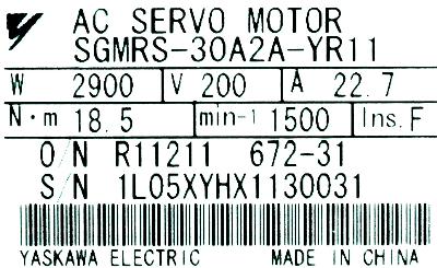 Yaskawa SGMRS-30A2A-YR11 label image