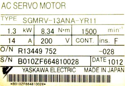 Yaskawa SGMRV-13ANA-YR11 label image
