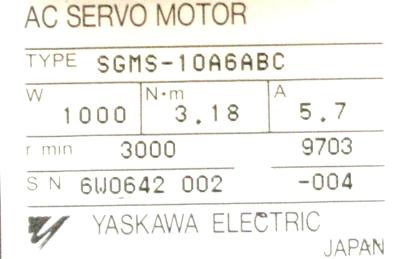 Yaskawa SGMS-10A6ABC label image