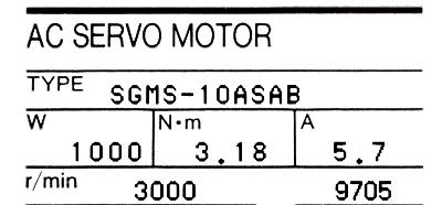 Yaskawa SGMS-10ASAB label image