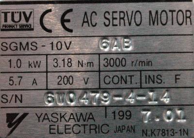 Yaskawa SGMS-10V6AB label image