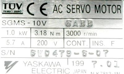 Yaskawa SGMS-10V6ABB label image