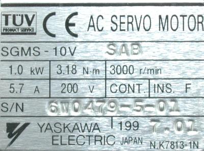 Yaskawa SGMS-10VSAB label image