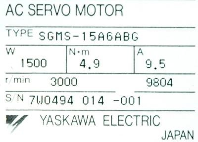Yaskawa SGMS-15A6ABG label image