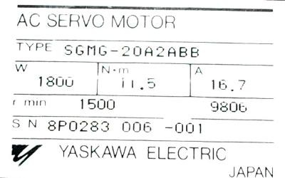 Yaskawa SGMS-20A2ABB label image