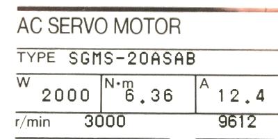 Yaskawa SGMS-20ASAB label image