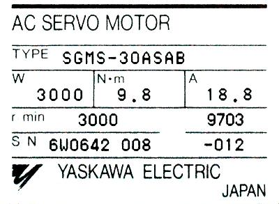 Yaskawa SGMS-30ASAB label image