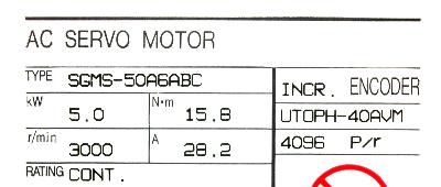 Yaskawa SGMS-50A6ABC label image