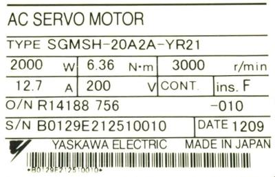Yaskawa SGMSH-20A2A-YR21 label image