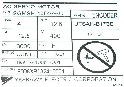Yaskawa SGMSH-40D2A6C label image