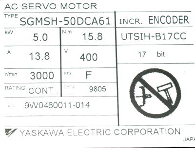 Yaskawa SGMSH-50DCA61 label image