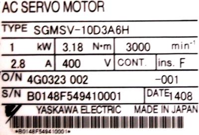 Yaskawa SGMSV-10D3A6H label image