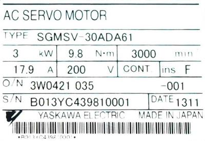 Yaskawa SGMSV-30ADA61 label image