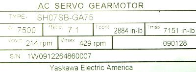Yaskawa SH07SB-GA75 label image