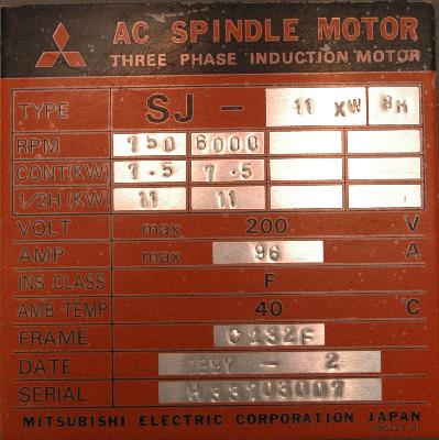 New Refurbished Exchange Repair  Mitsubishi Motors-AC Spindle SJ-11XW8M Precision Zone