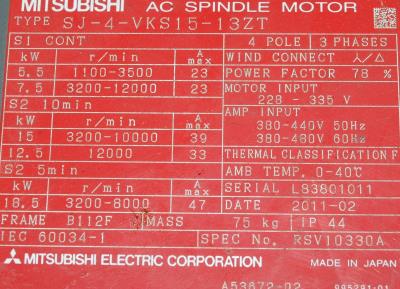 Mitsubishi SJ-4-VKS15-13ZT label image