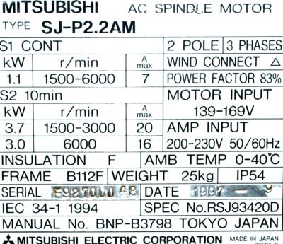Mitsubishi SJ-P2.2AM label image