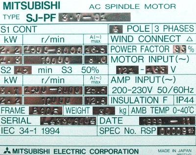 Mitsubishi SJ-PF3.7-01 label image