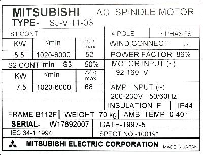 Mitsubishi SJ-V11-03 label image