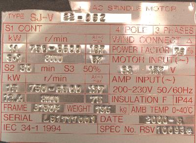 Mitsubishi SJ-V22-05Z label image
